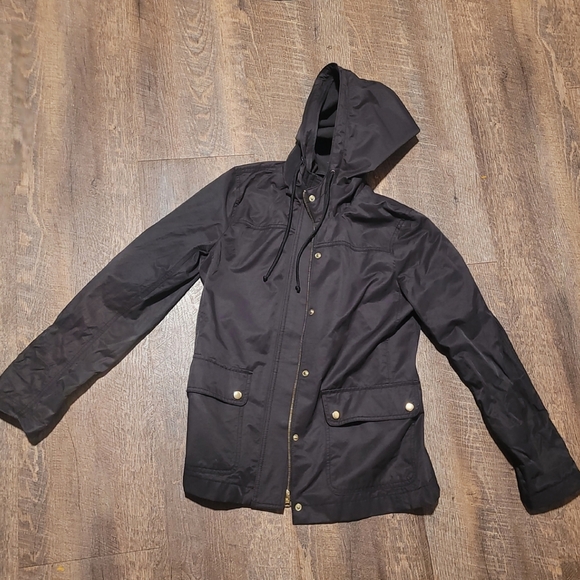 Women's Black Waterproof Hooded Raincoat - Picture 2 of 4
